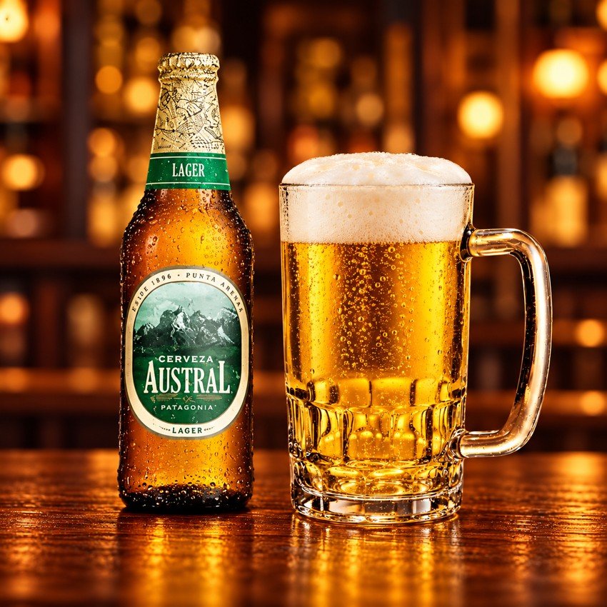 Austral Patagonia junto a vaso de shop