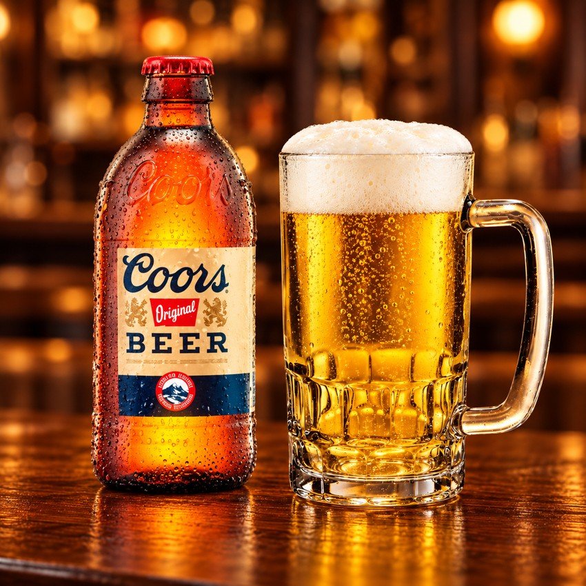 Coors junto a vaso de shop